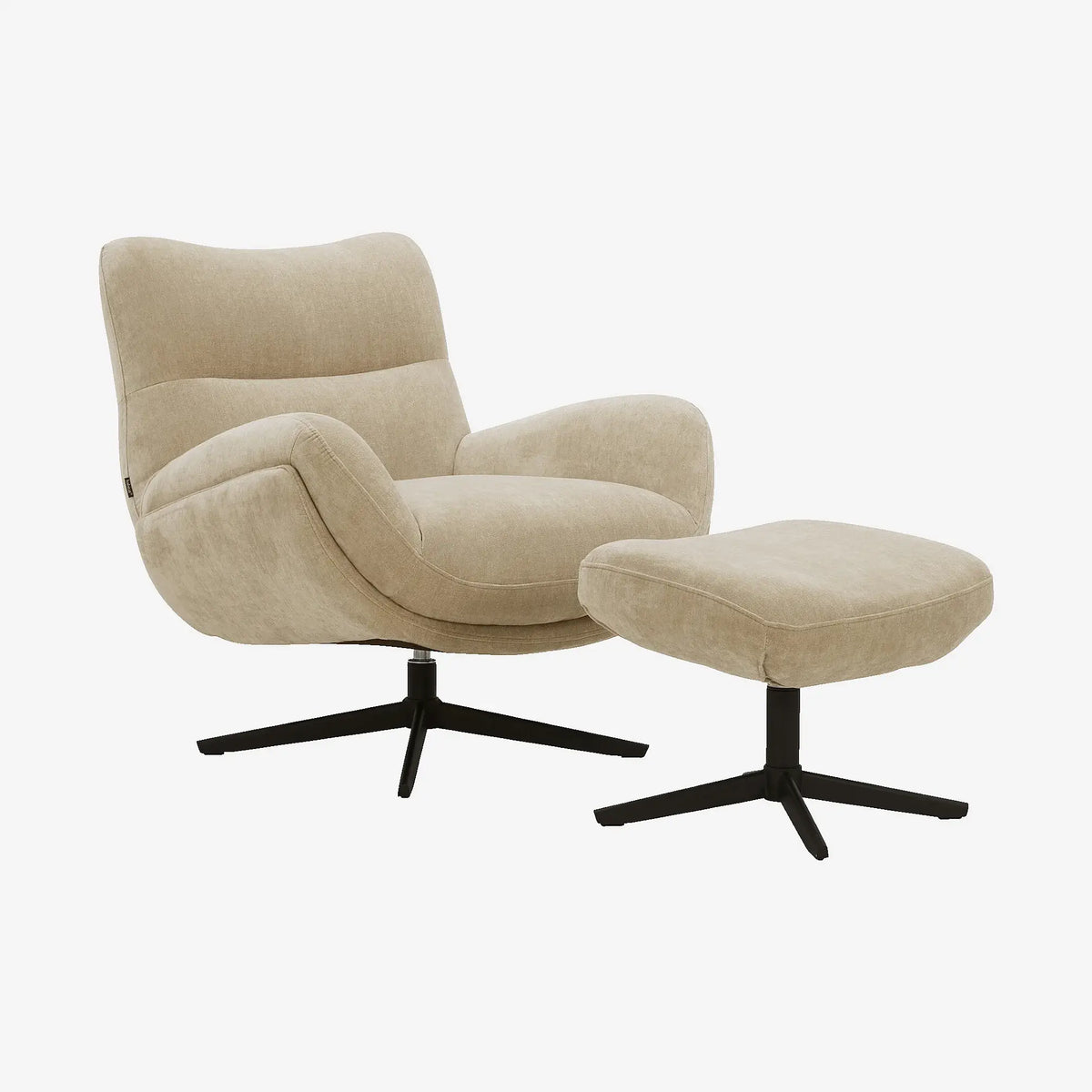 LEIA - Swivel Armchair with Footrest