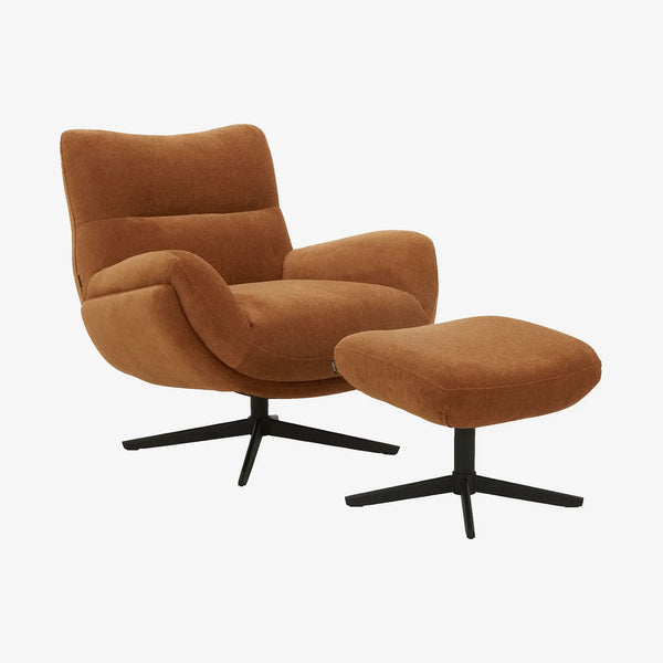 LEIA - Swivel Armchair with Footrest