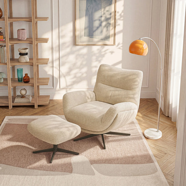 LEIA - Swivel Armchair with Footrest