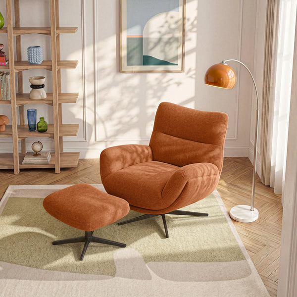 LEIA - Swivel Armchair with Footrest