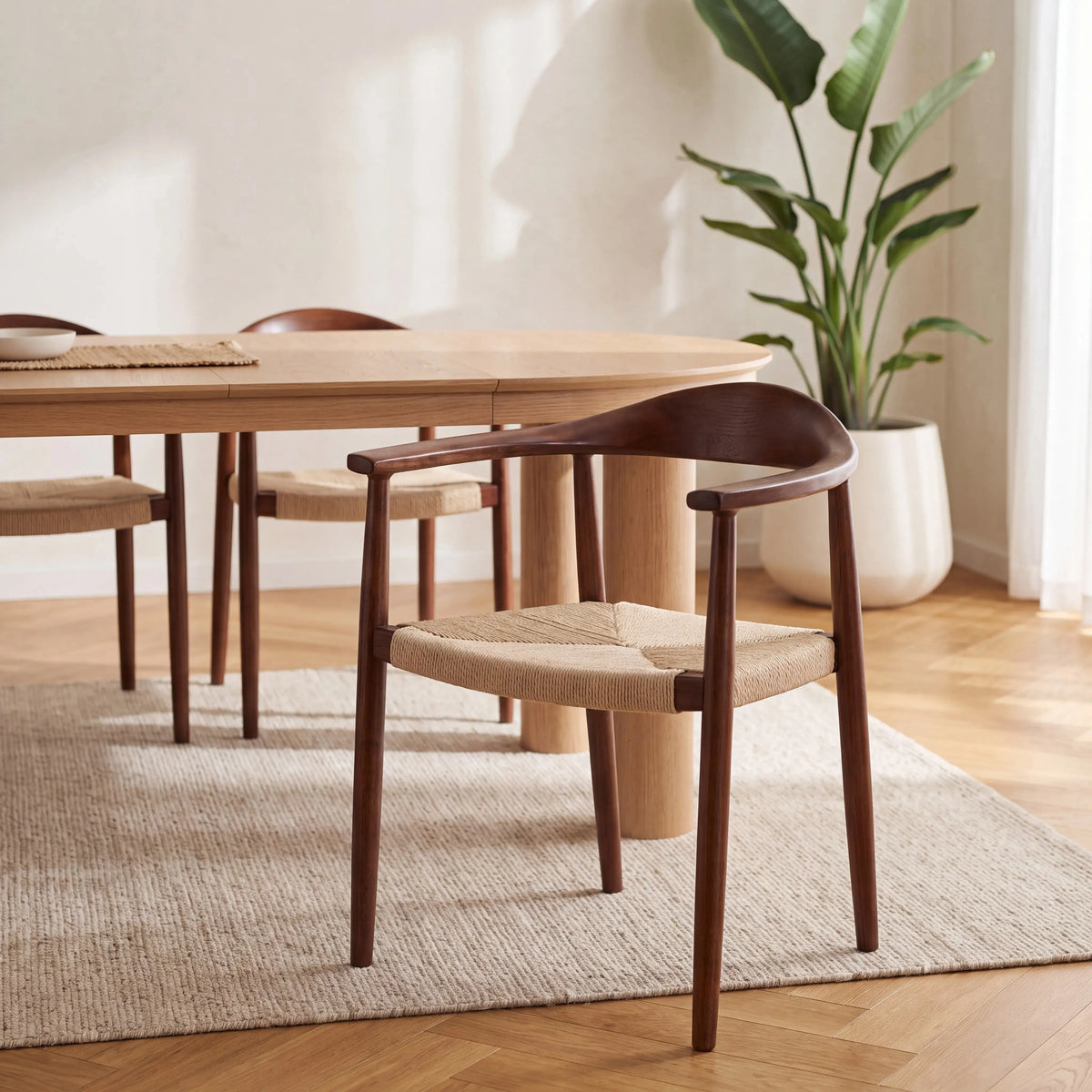 AARON - Oak Chair with Braided Rope Seat