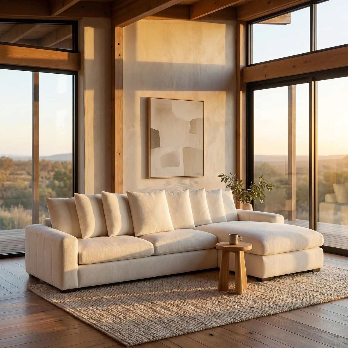 ALFAMA - Fabric Right-hand Chaise Sofa