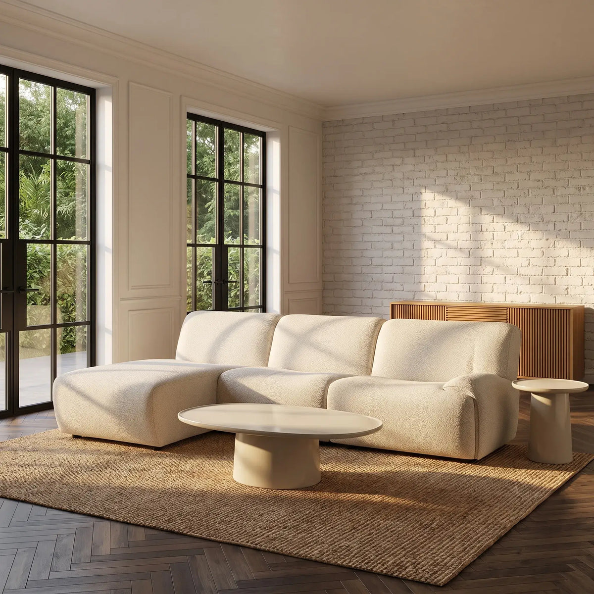 AMAEL - Fabric Left-hand Chaise Sofa