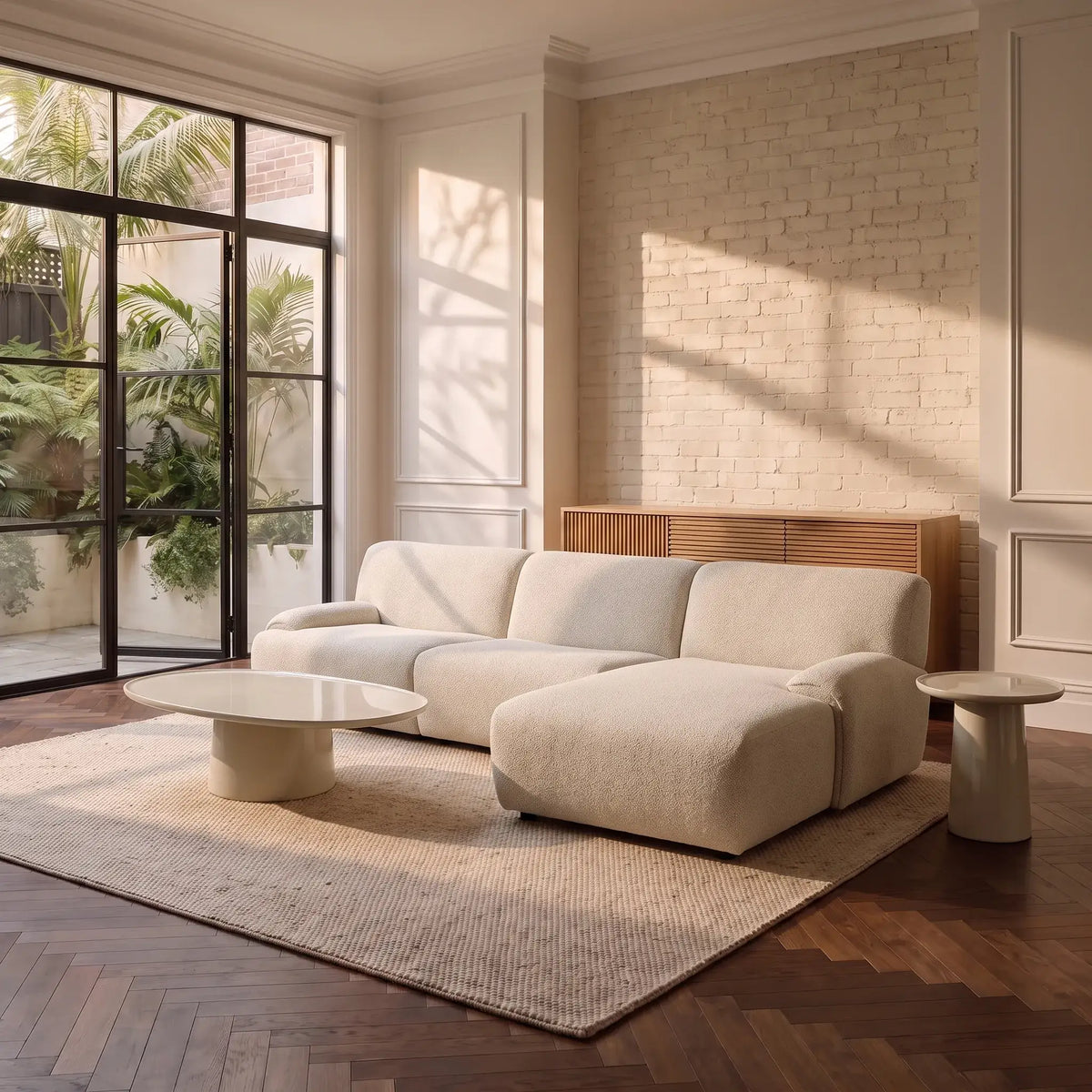 AMAEL - Fabric Right-hand Chaise Sofa