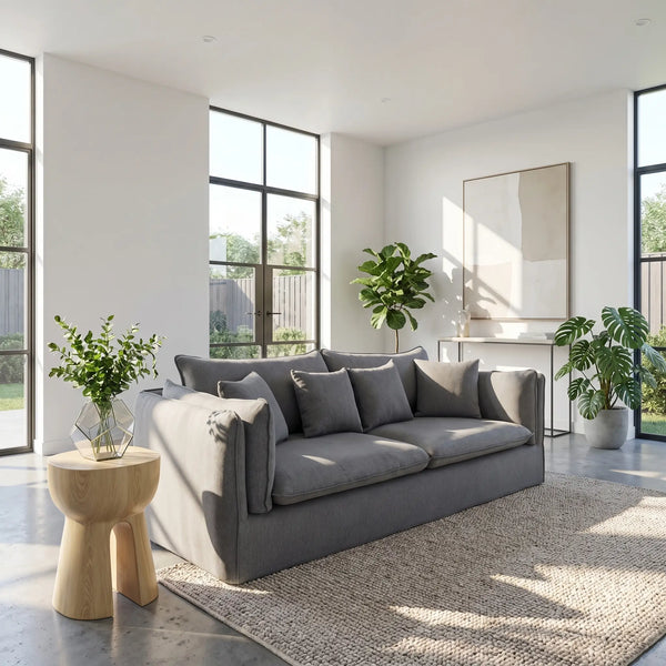 ANDRIA - Linen 3 Seater Sofa