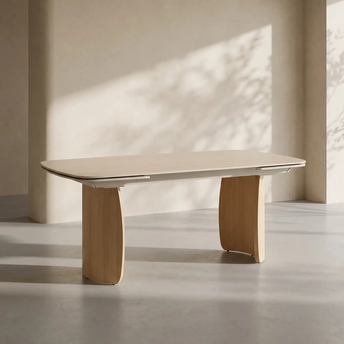 BIANCA - Ceramic & Oak Extendable Dining Table