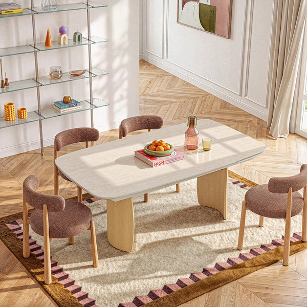 BIANCA - Ceramic & Oak Extendable Dining Table