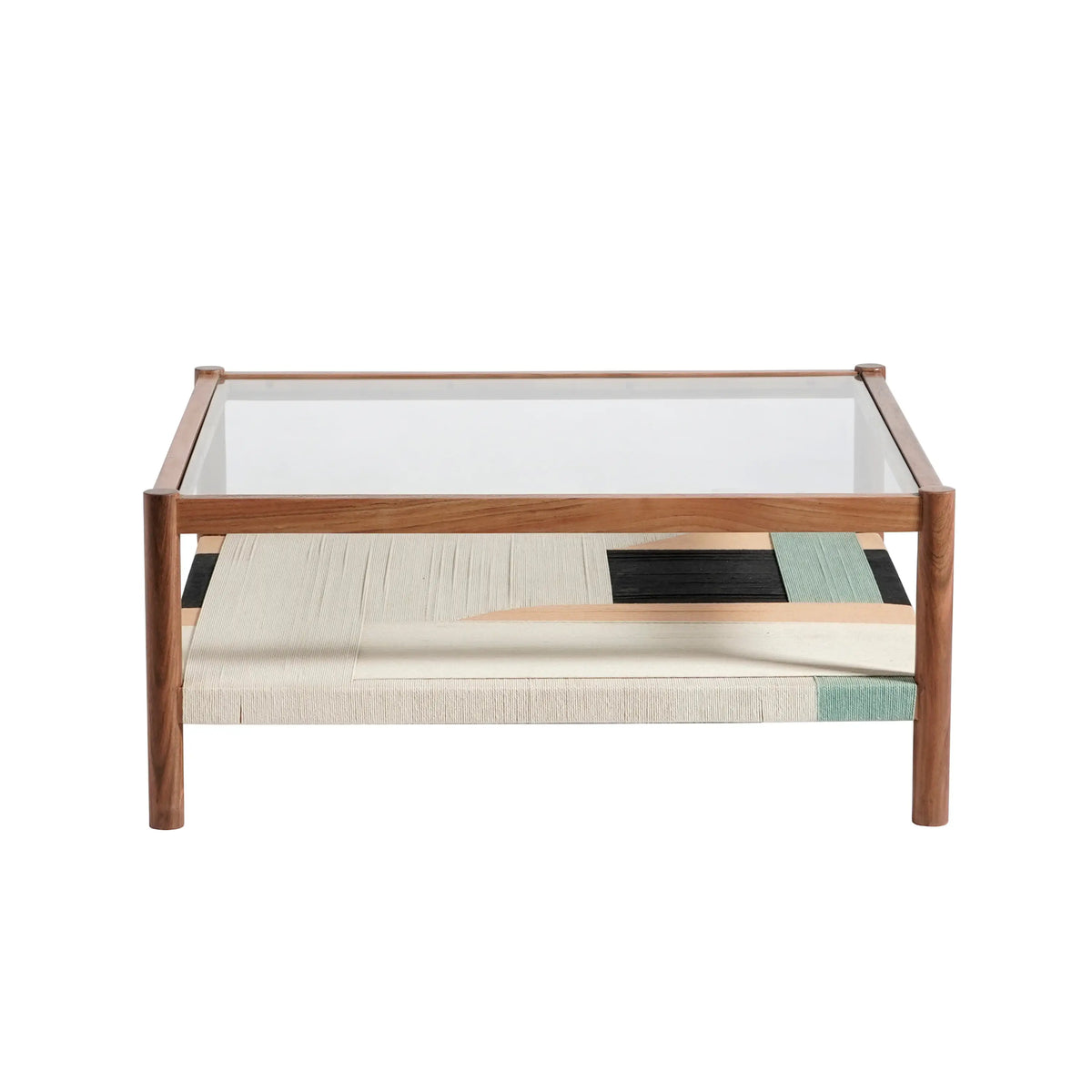CALEN - Glass & Wood Rectangular Coffee Table