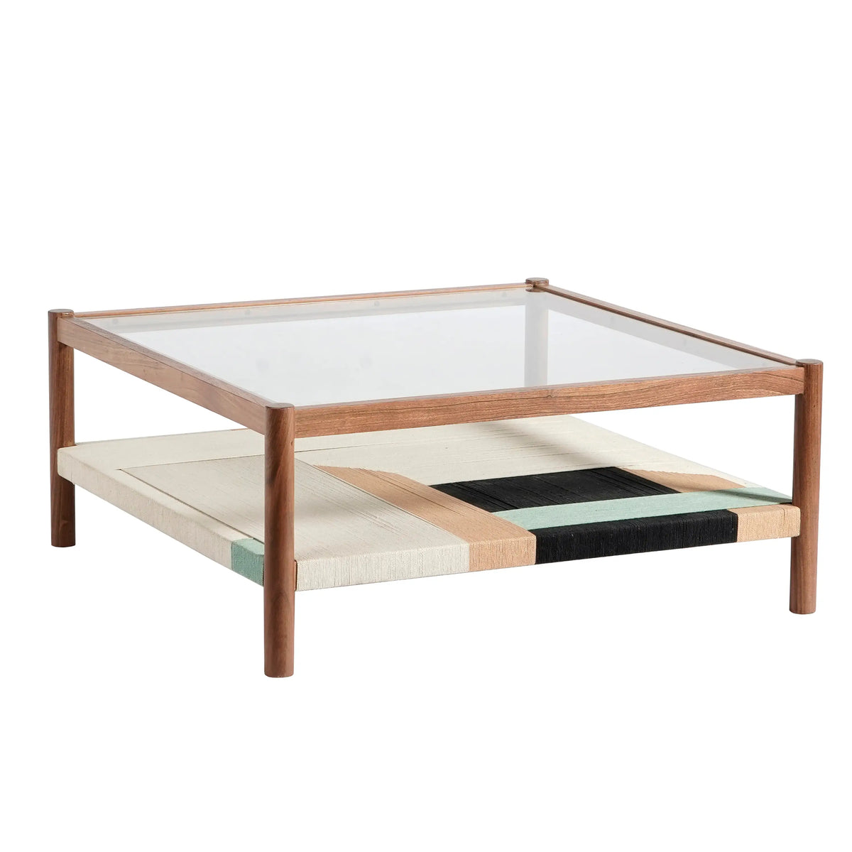 CALEN - Glass & Wood Rectangular Coffee Table