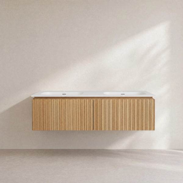 CALISTA - Ash Double-sink Bathroom Cabinet - 140 cm