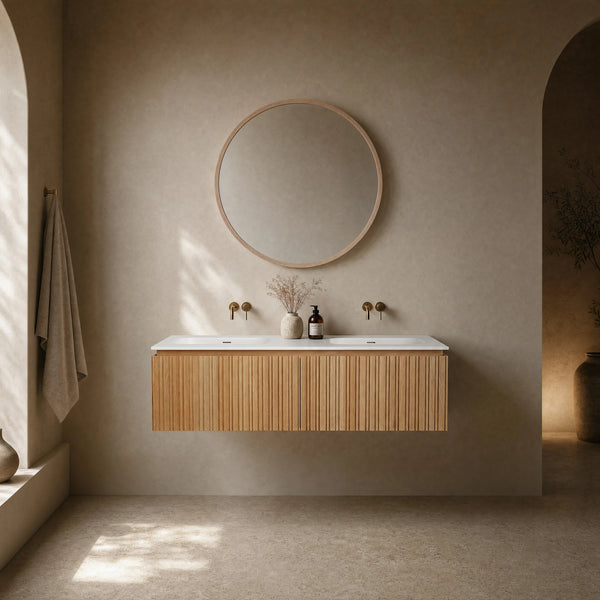 CALISTA - Ash Double-sink Bathroom Cabinet - 140 cm