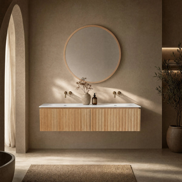 CALISTA - Ash Double-sink Bathroom Cabinet - 160 cm