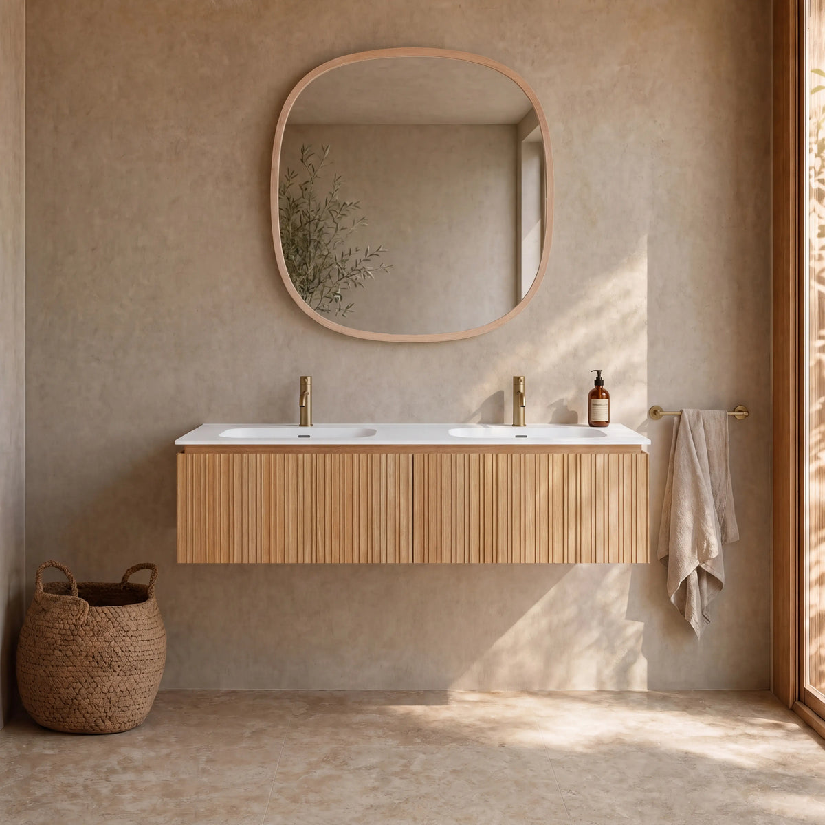 CALISTA - Ash Double-sink Bathroom Cabinet - 160 cm