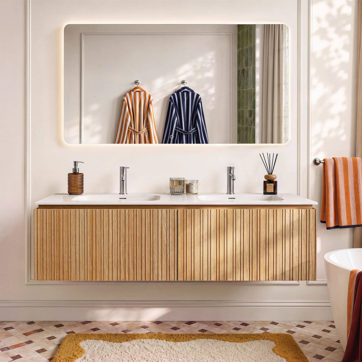 CALISTA - Ash Double-sink Bathroom Cabinet - 160 cm