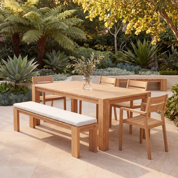 CALVIA - Teak Outdoor Bench with Cushion