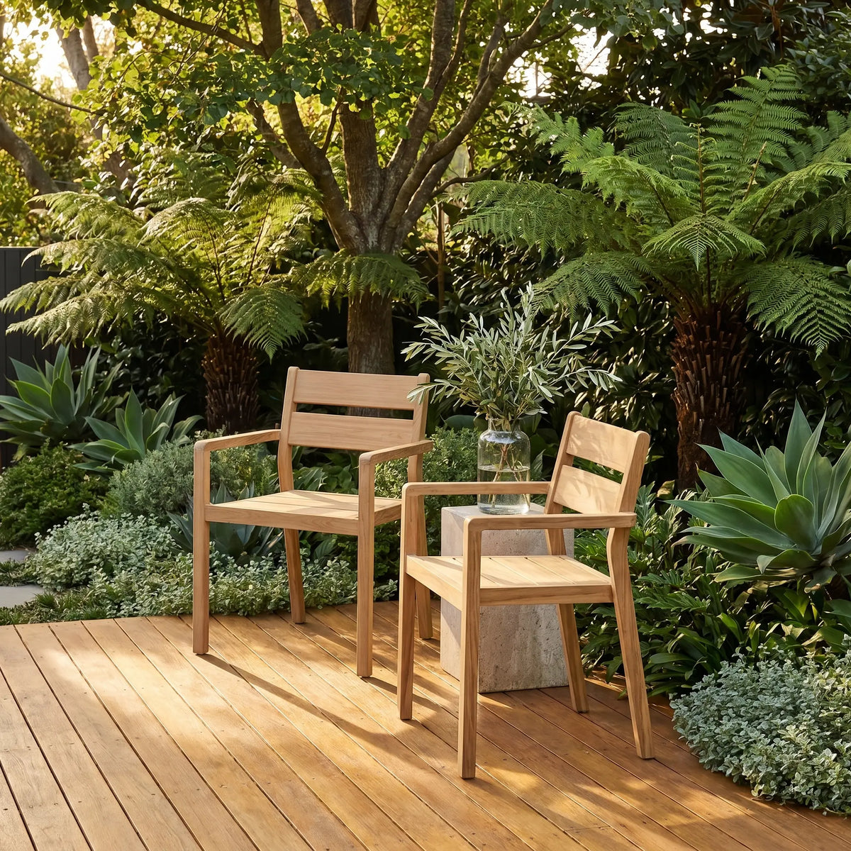 CALVIA - Teak Set of 2 Outdoor Chairs