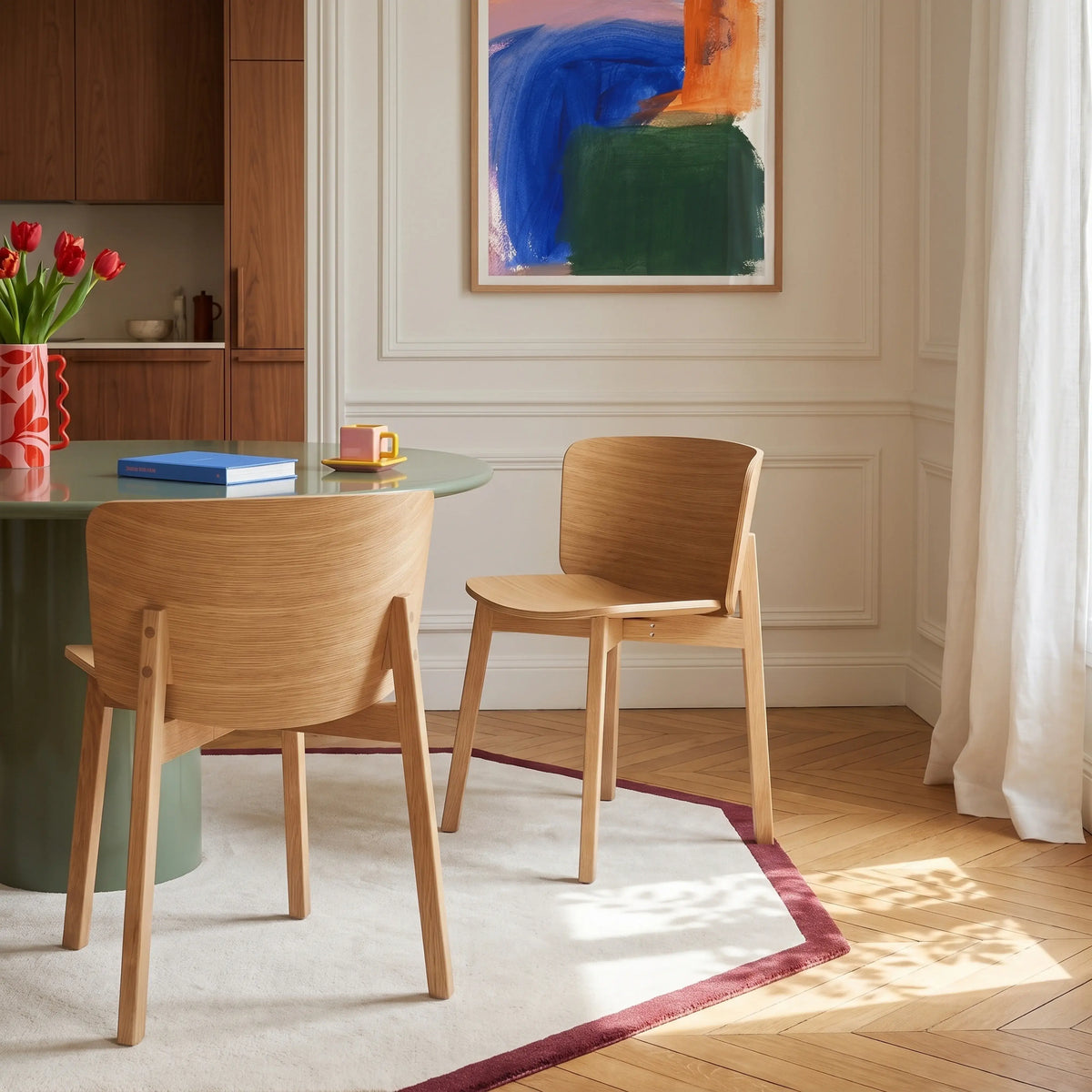 CAMILA - Set of 2 Oak Dining Chairs