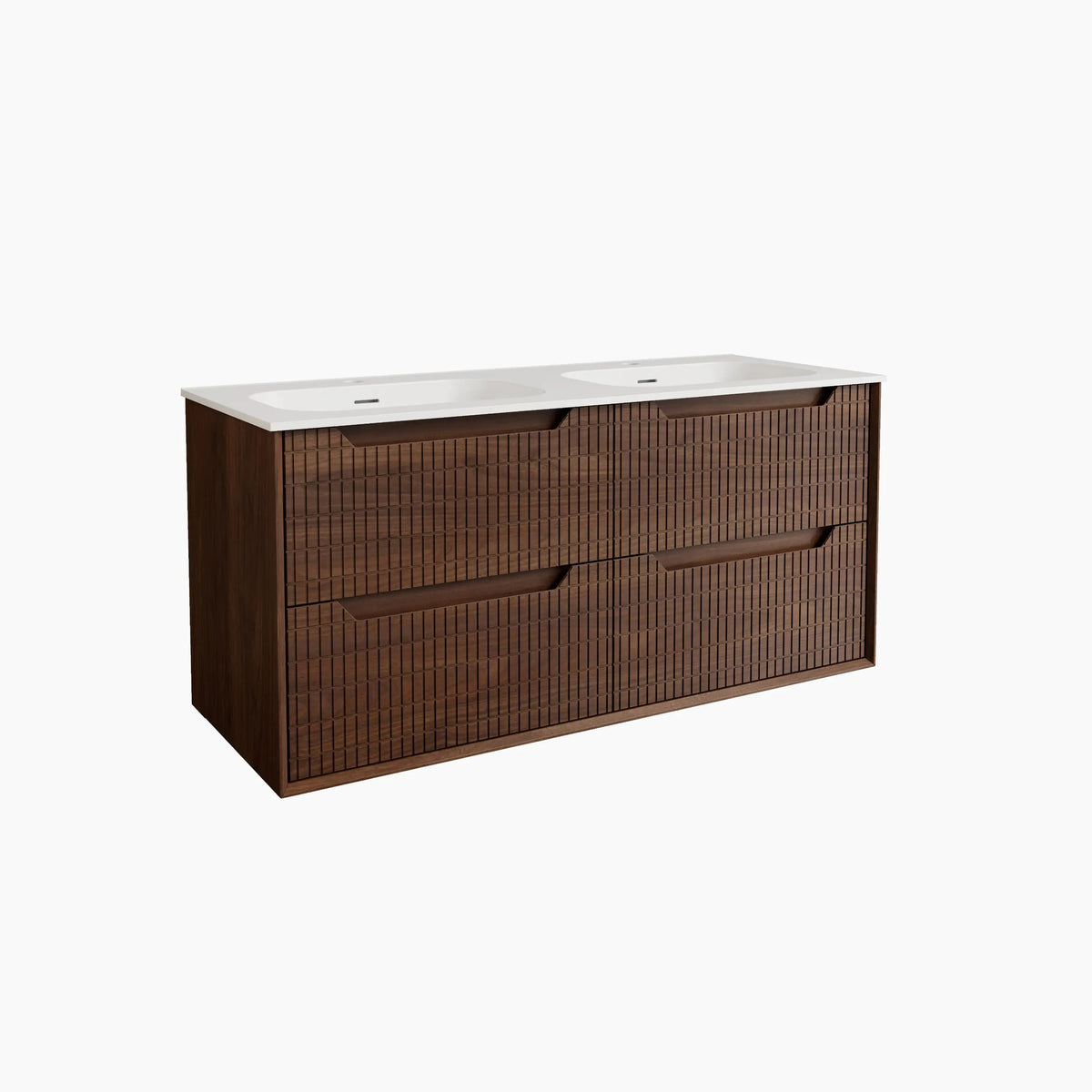 CASSIAN - Walnut Double-sink 4 Drawer Bathroom Cabinet - 120 cm