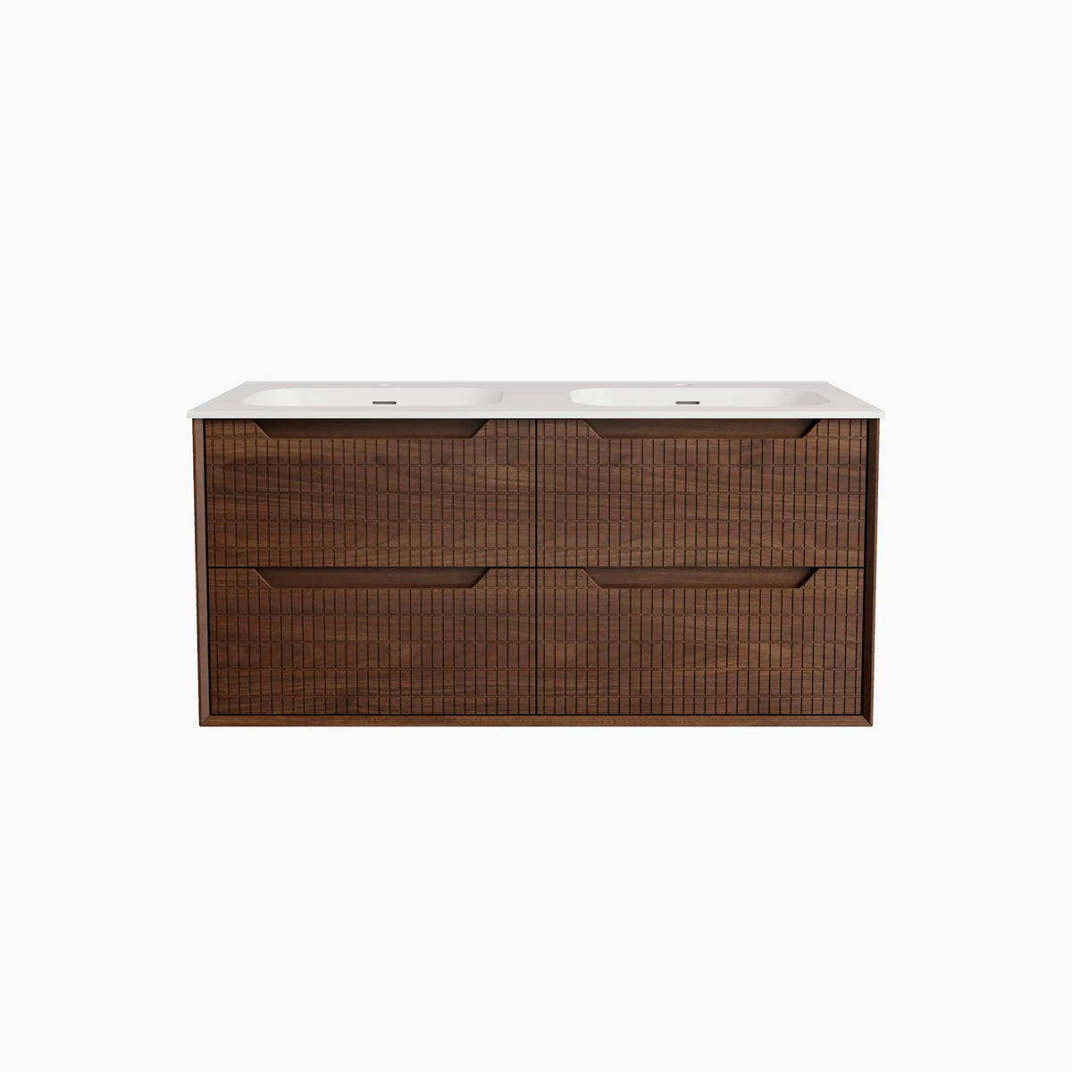CASSIAN - Walnut Double-sink 4 Drawer Bathroom Cabinet - 120 cm