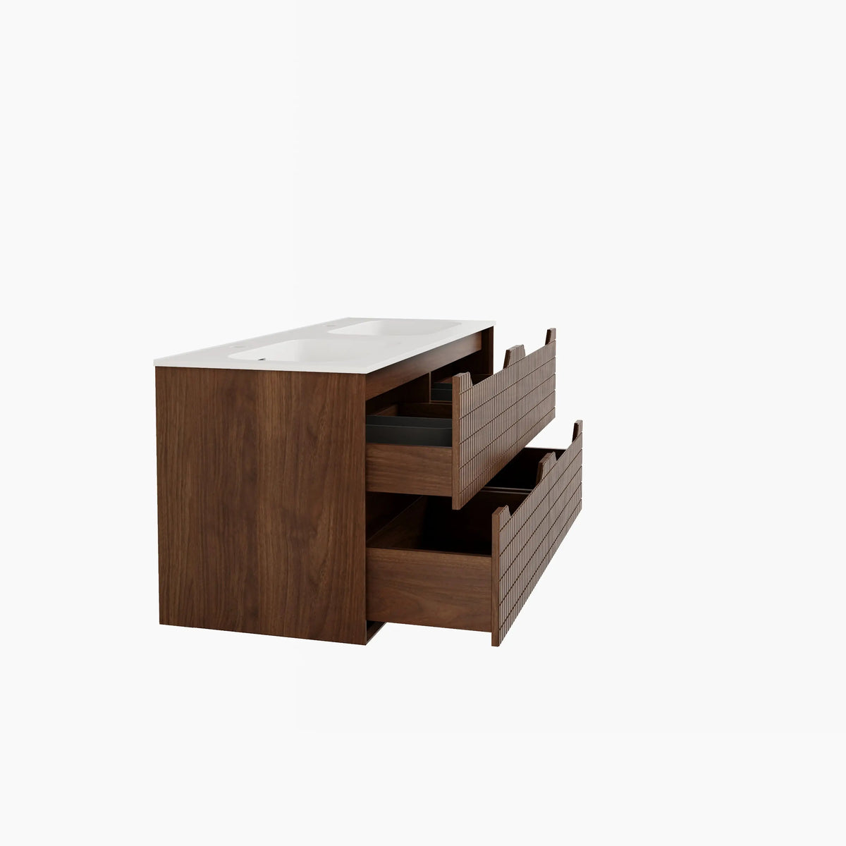 CASSIAN - Walnut Double-sink 4 Drawer Bathroom Cabinet - 120 cm