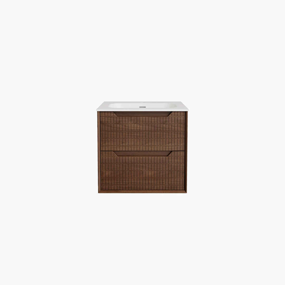 CASSIAN - Walnut Wall-hung 2 Drawer Bathroom Cabinet - 60 cm