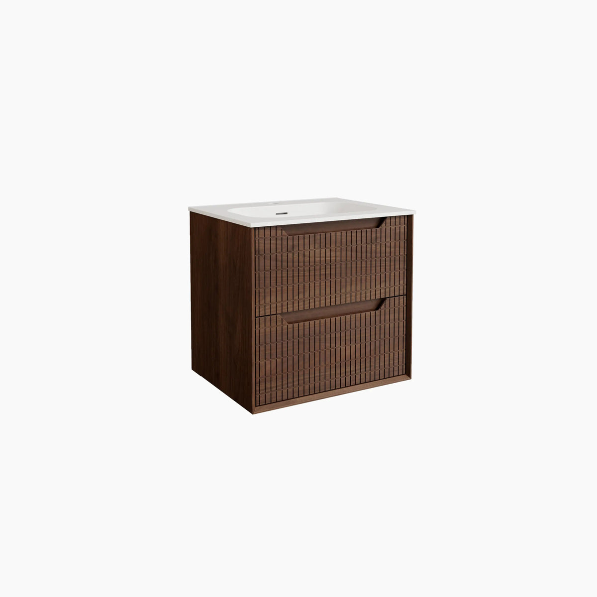 CASSIAN - Walnut Wall-hung 2 Drawer Bathroom Cabinet - 60 cm