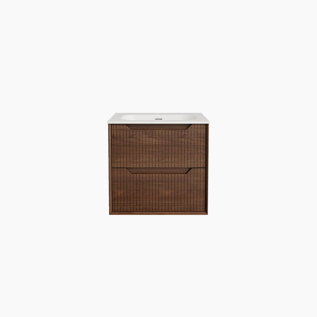 CASSIAN - Walnut Wall-hung 2 Drawer Bathroom Cabinet - 60 cm