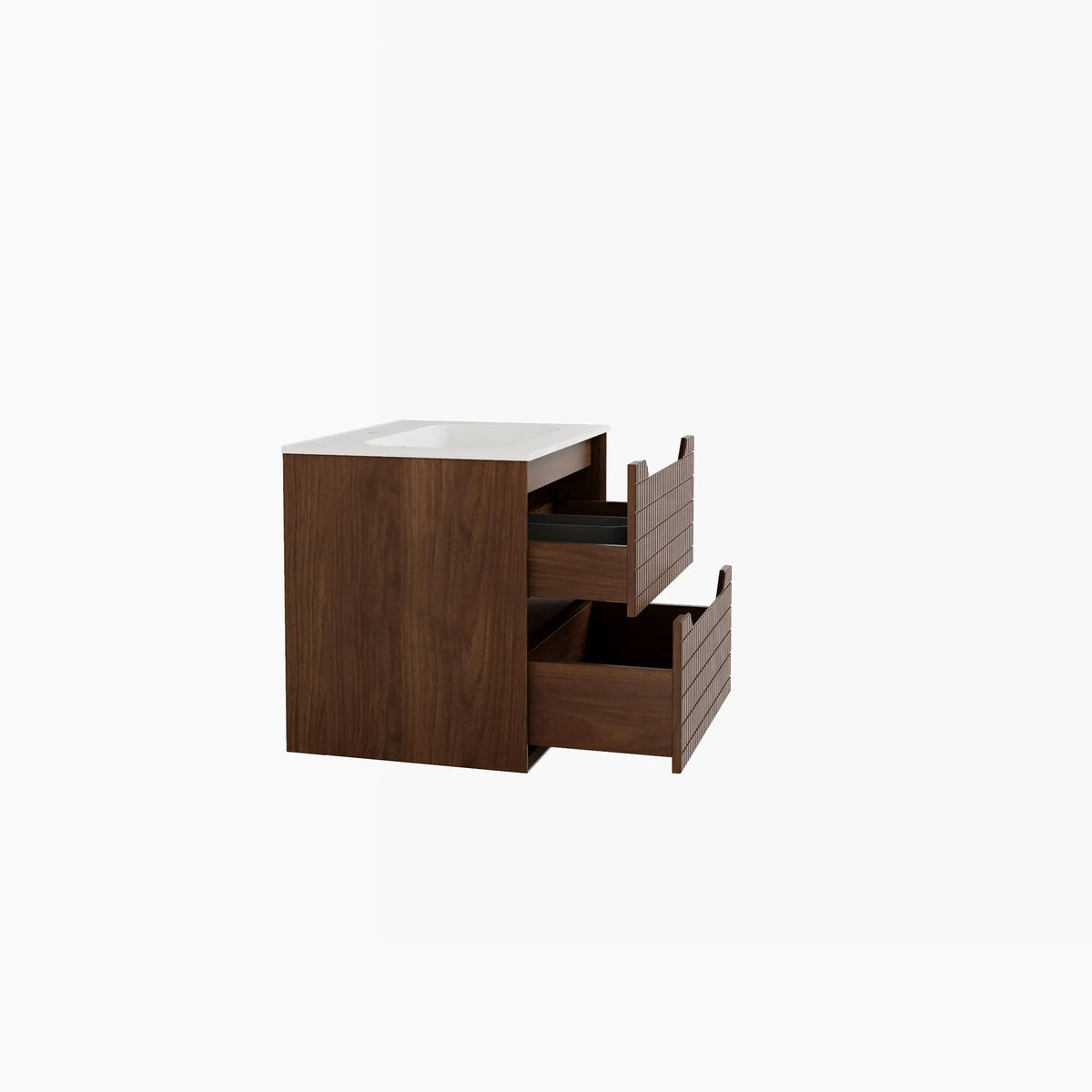 CASSIAN - Walnut Wall-hung 2 Drawer Bathroom Cabinet - 60 cm