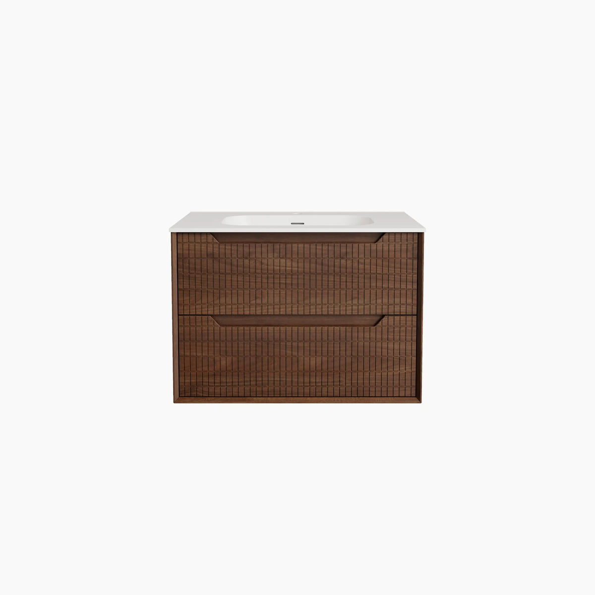 CASSIAN - Walnut Wall-hung 2 Drawer Bathroom Cabinet - 80 cm
