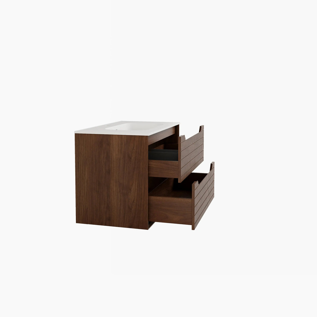 CASSIAN - Walnut Wall-hung 2 Drawer Bathroom Cabinet - 80 cm