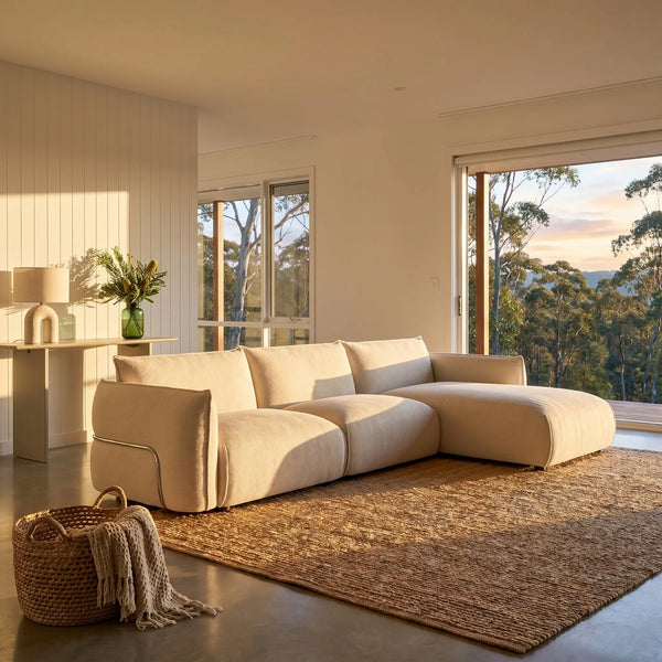 CELESTE - Fabric Right-hand Chaise Sofa