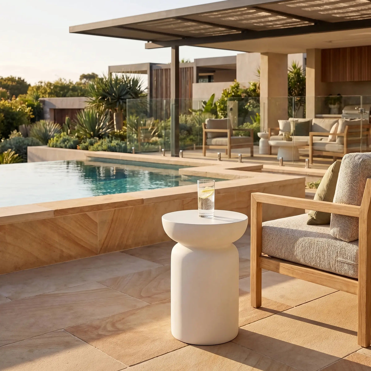 CIRELLA - Fibre Cement Outdoor Side Table - 35 cm
