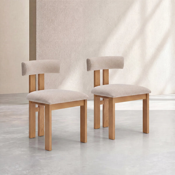 DALYA - Oak & Fabric Set of 2 Chairs