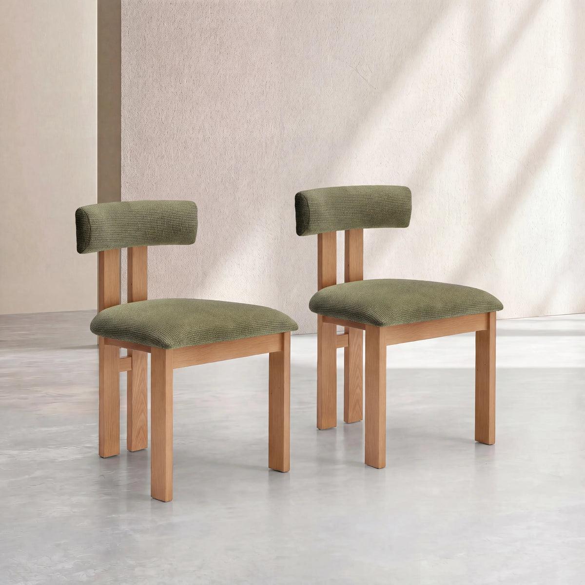 DALYA - Oak & Fabric Set of 2 Chairs