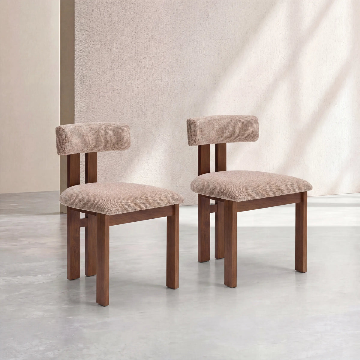DALYA - Oak & Fabric Set of 2 Chairs