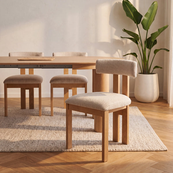 DALYA - Oak & Fabric Set of 2 Chairs