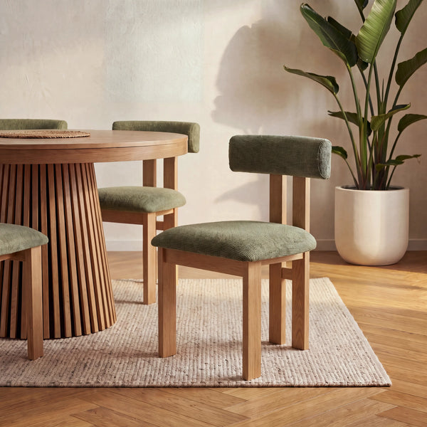 DALYA - Oak & Fabric Set of 2 Chairs