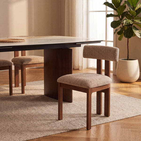 DALYA - Oak & Fabric Set of 2 Chairs