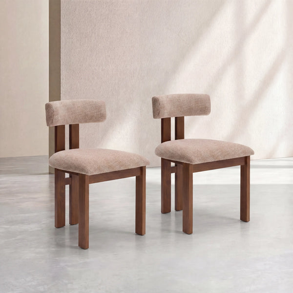 DALYA - Oak & Fabric Set of 2 Chairs