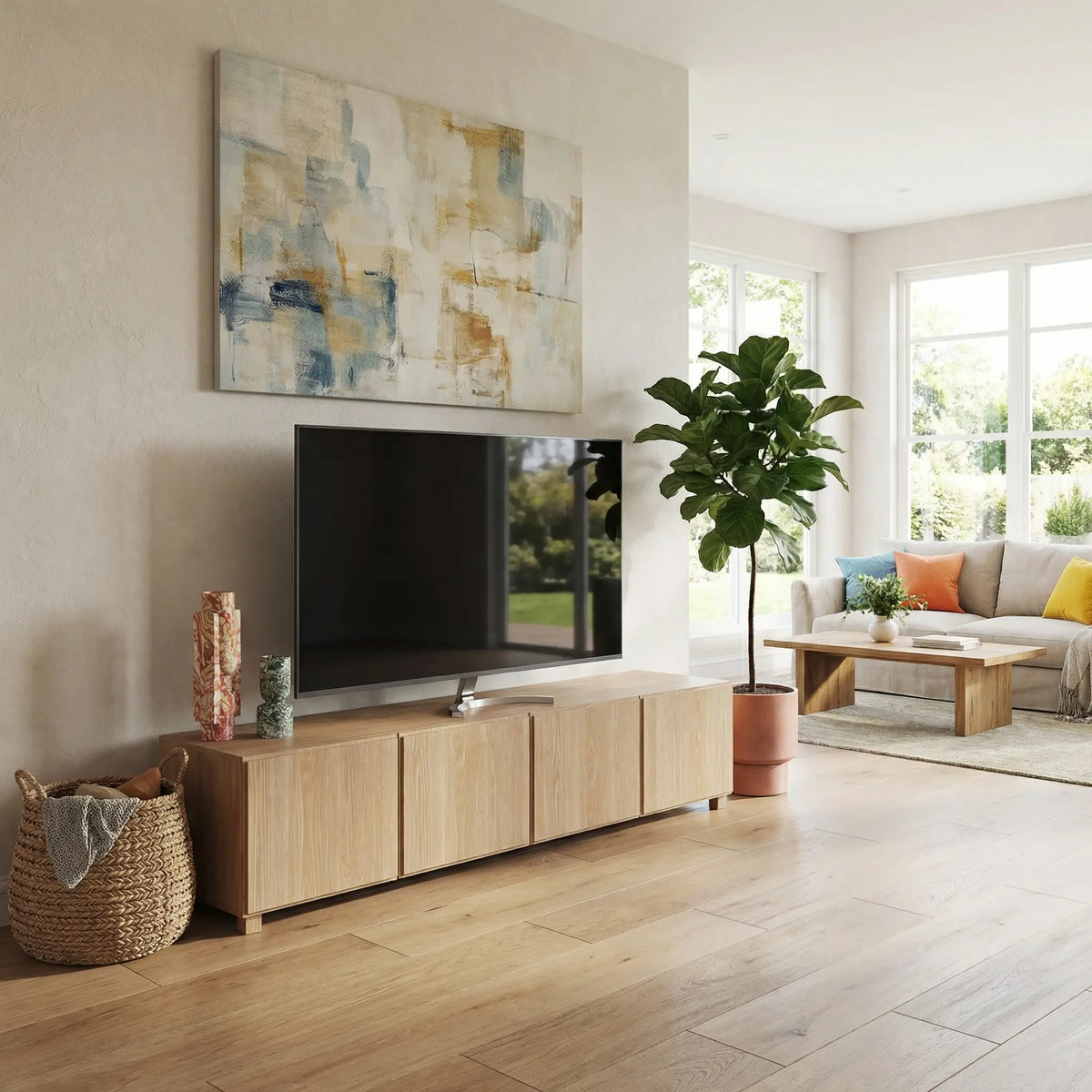 DRIO - Oak 4 Door Entertainment Unit
