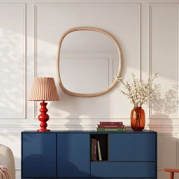 DENELYS - Oak Organic Shape Mirror - 75 x 80 cm