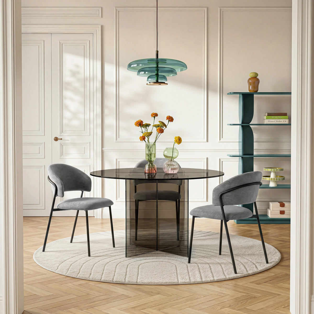 ELORY - Glass Round Dining Table