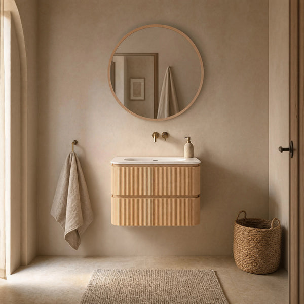 ENOLA - Ash 2 Drawer Bathroom Cabinet - 80 cm