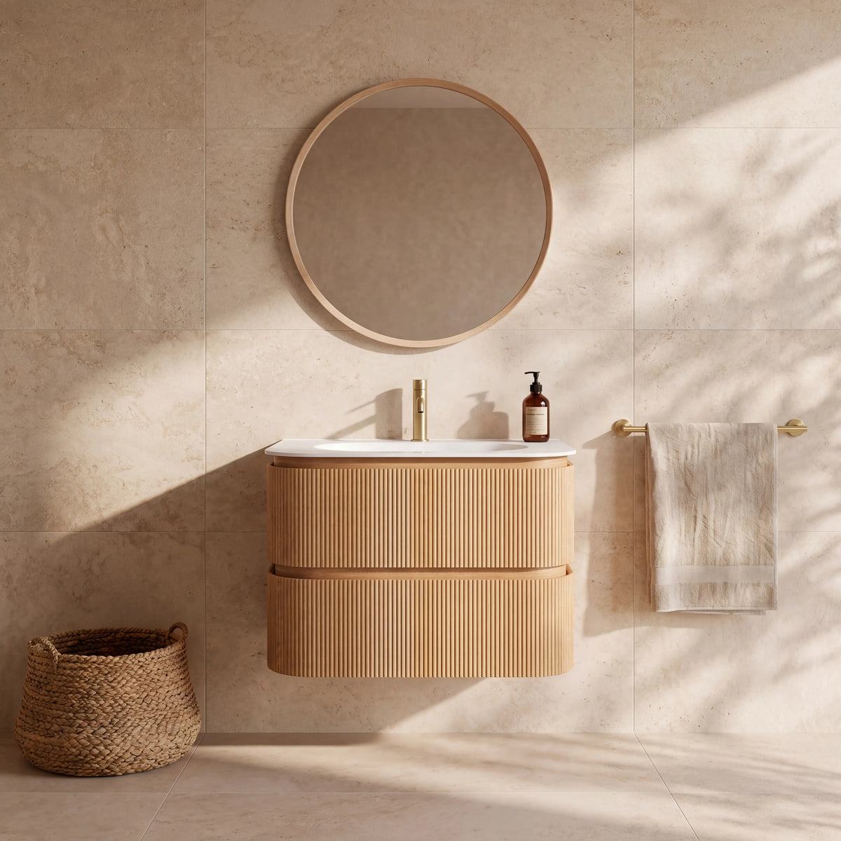 ENOLA - Ash 2 Drawer Bathroom Cabinet - 80 cm