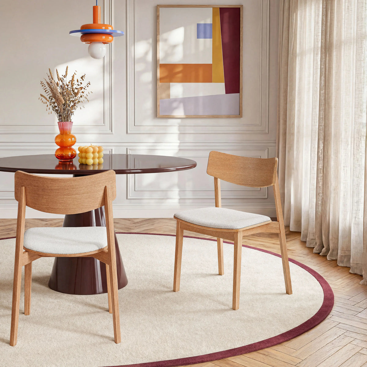 ETIENNE - Set of 2 Oak Dining Chairs