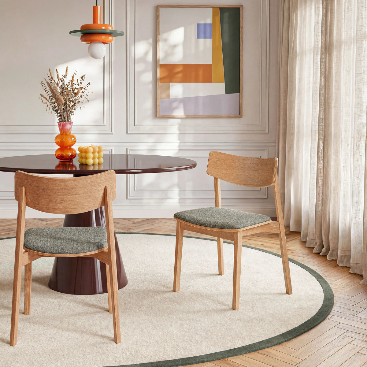 ETIENNE - Set of 2 Oak Dining Chairs