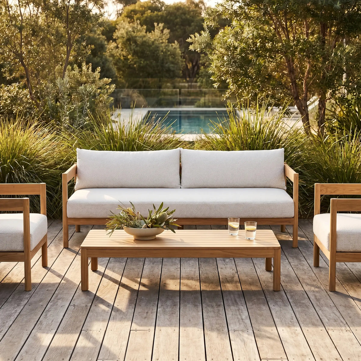 FIGARI - Teak Outdoor 3 Seater Sofa