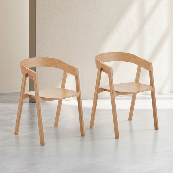GABINO - Set of 2 Oak Dining Chairs