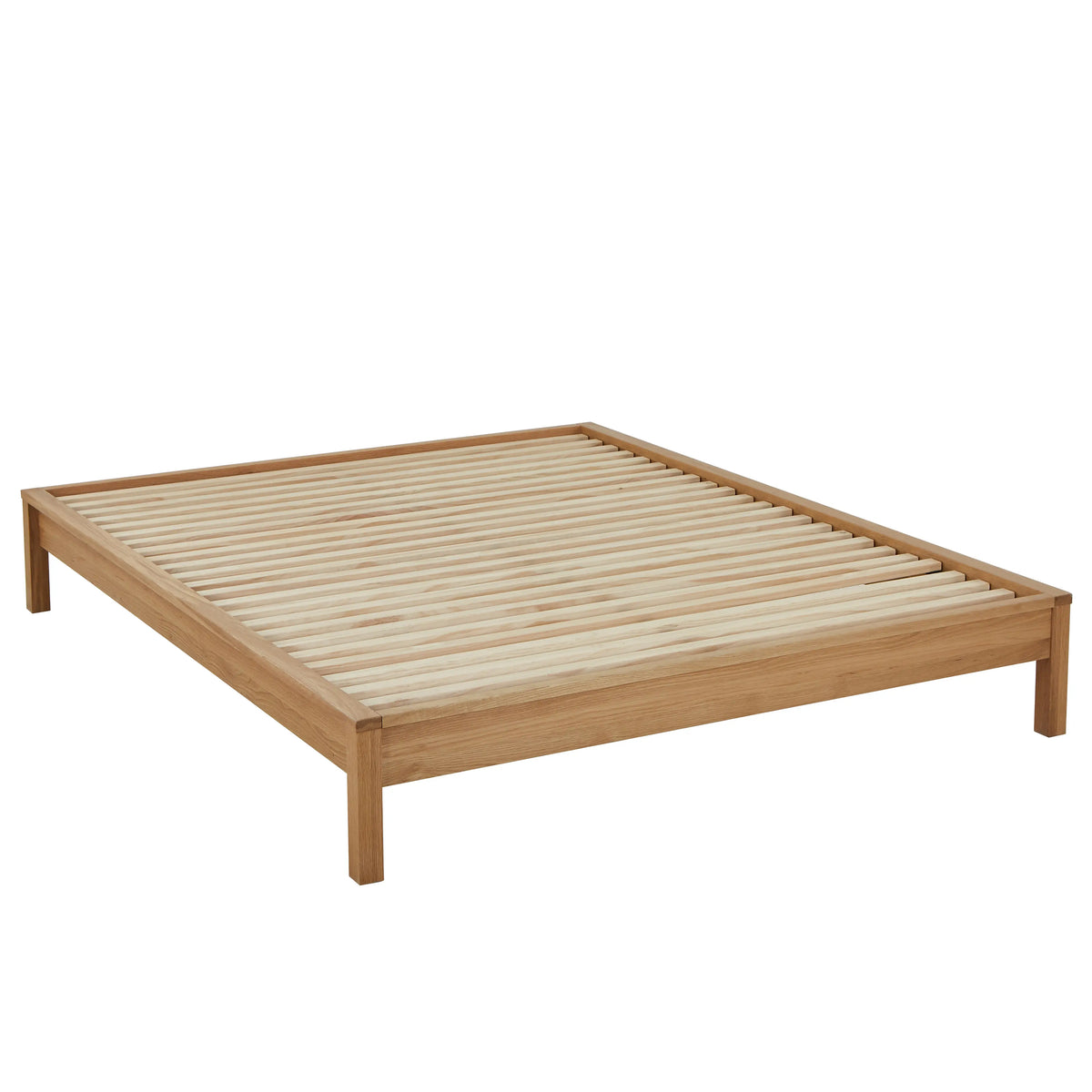 HAZO - Solid Oak Slatted Bed Base - Queen Size