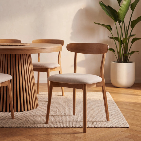 HAYDEN - Oak & Fabric Set of 2 Dining Chairs